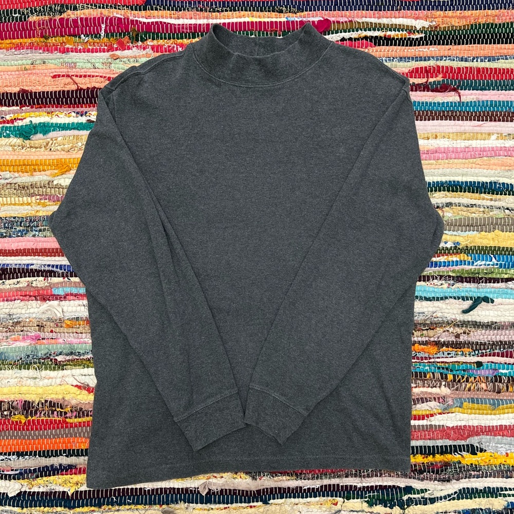 Basic Editions Mock Neck Top | Charcoal Grey | Size M